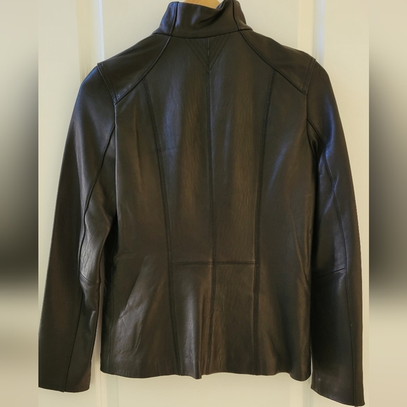 DKNY Leather Jacket Moto Racer Style - Picture 2 of 9